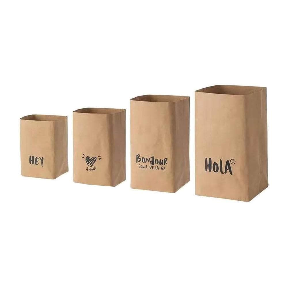 【生活小集】可水洗牛皮收納袋 (蔬果袋 麵包袋 吐司袋 桌上收納 盆栽收納 植物盆 收納包 收納箱 分類袋)