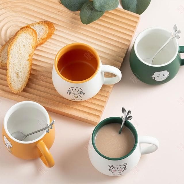 【生活小集】陶瓷馬克杯 情侶款 (防塵杯蓋 對杯 情侶杯 陶瓷杯 茶杯 咖啡杯 防燙水杯 辦公杯 交換禮物)