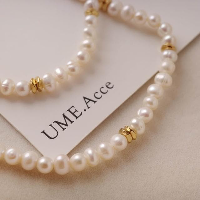 【UME.Acce】鈦鋼項鍊 流光珠寶 珍珠碎銀子項鍊 | 天然珍珠項鍊/鈦鋼項鍊