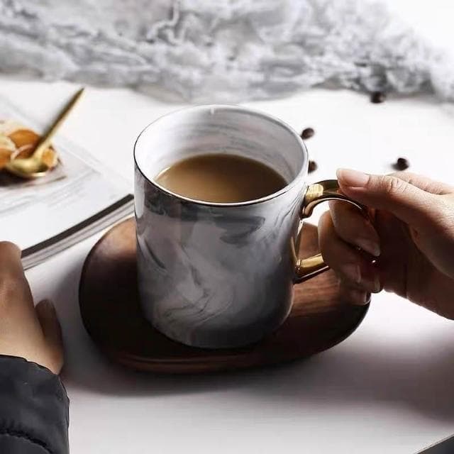 生活市集 大理石紋馬克杯 咖啡杯 杯子 陶瓷杯 水杯下午茶杯情侶對杯禮物咖啡杯早餐杯描金杯金邊杯子