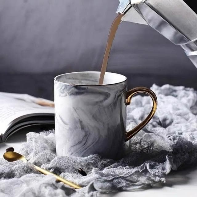 生活市集 大理石紋馬克杯 咖啡杯 杯子 陶瓷杯 水杯下午茶杯情侶對杯禮物咖啡杯早餐杯描金杯金邊杯子