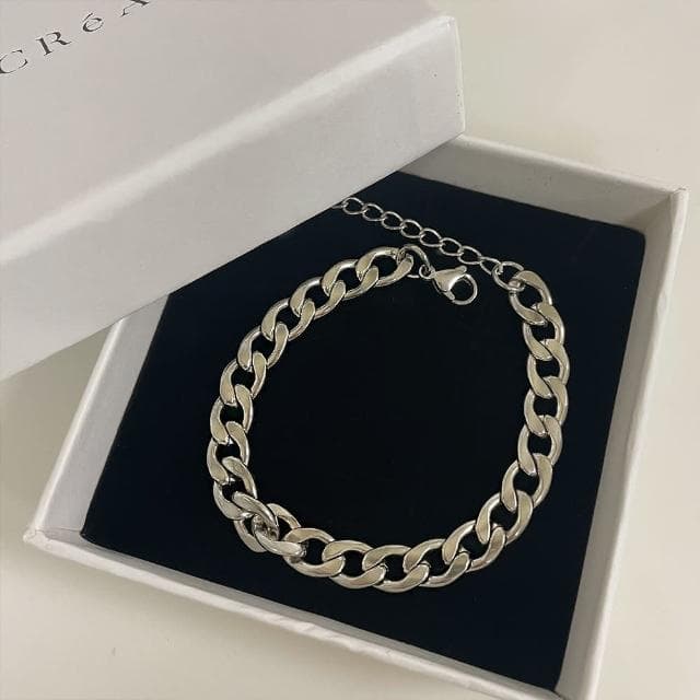 【CReAM】Noah不鏽鋼潮男型男嘻哈個性中性男性扁鍊手鍊手環(生日 禮物 送禮 禮盒)