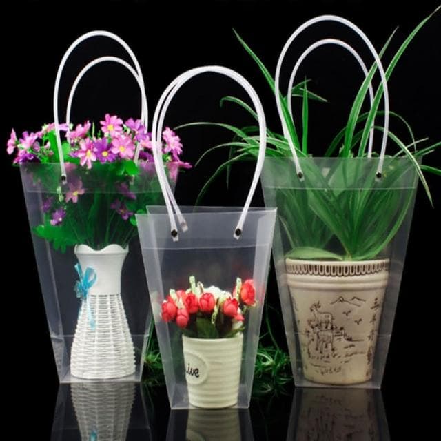 植物提袋 花袋 / 頂小號 / PP透明 梯形 花束包裝袋 防水袋 花藝袋 鮮花袋 盆栽袋
