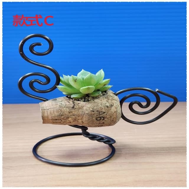 &lt;dongyang&gt;手作鋁線-軟木塞盆栽款式C不含植物(多肉盆器 送禮 節日 手作鋁線 鋁線座 任何植物都可以種)