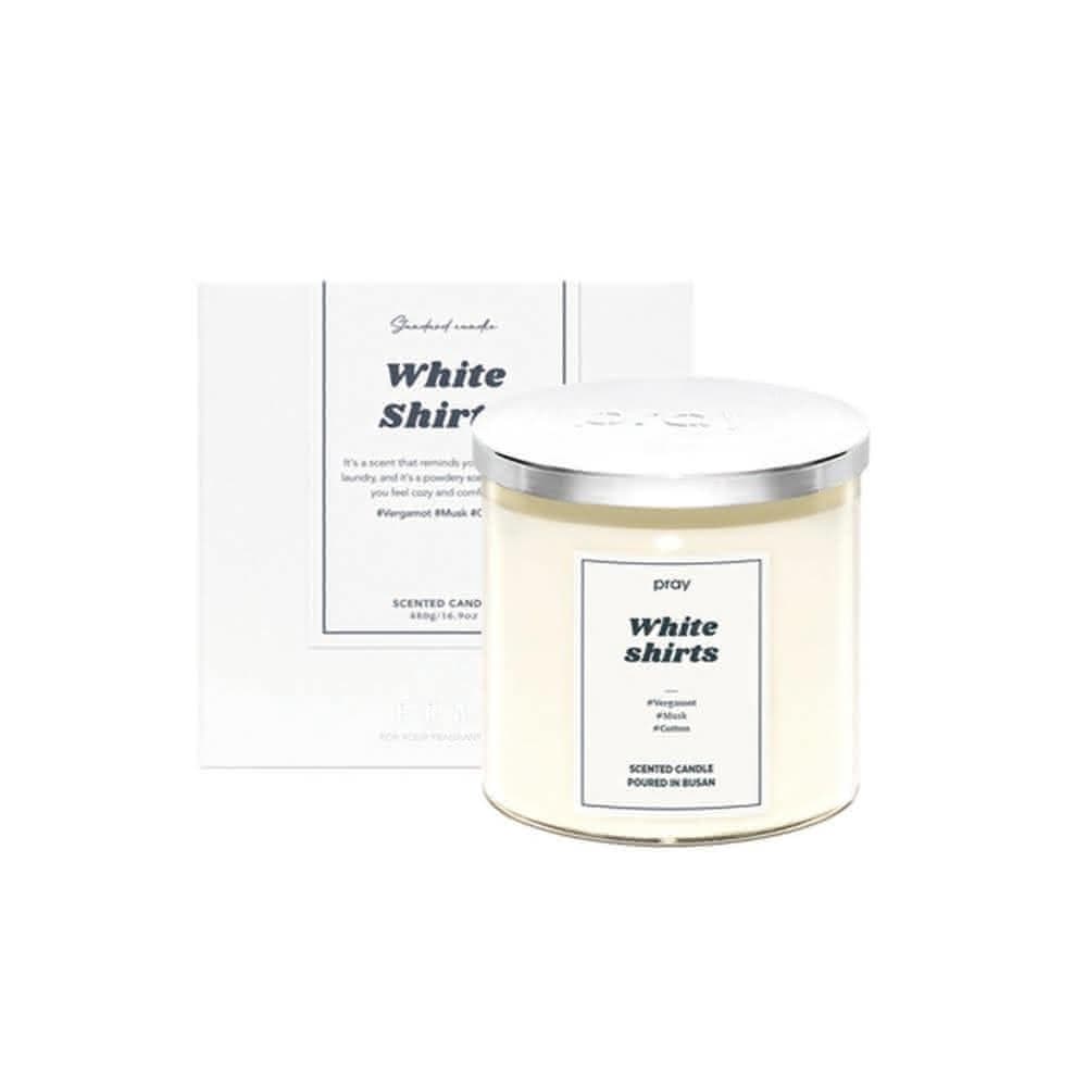 韓國 PRAY 經典天然大豆蠟燭(S)-純白棉花/165g