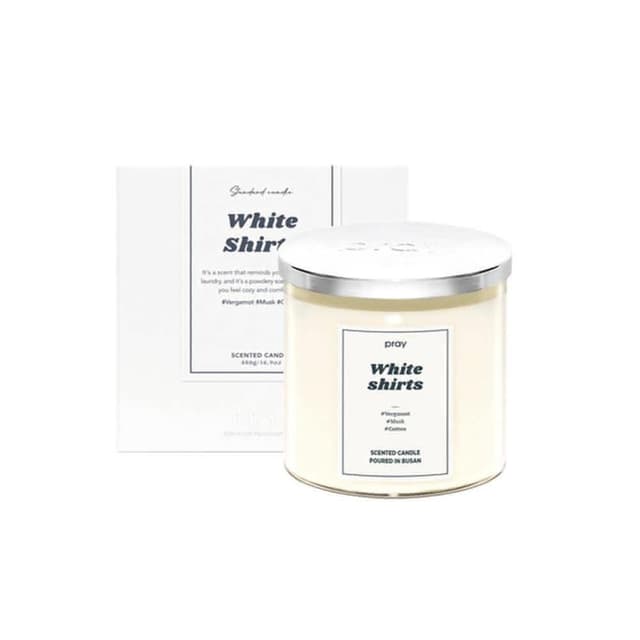 韓國 PRAY 經典天然大豆蠟燭(S)-純白棉花/165g