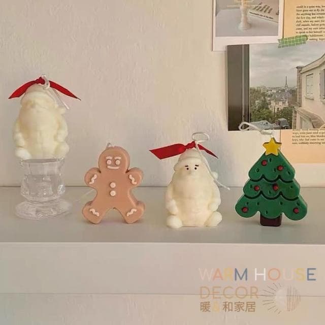 【Warm House Decor 暖和家居】韓系ins風薑餅人蠟燭(聖誕結佈置 聖誕交換禮物 節慶小裝飾 聖誕交換禮物 可愛小蠟燭 聖誕蠟)