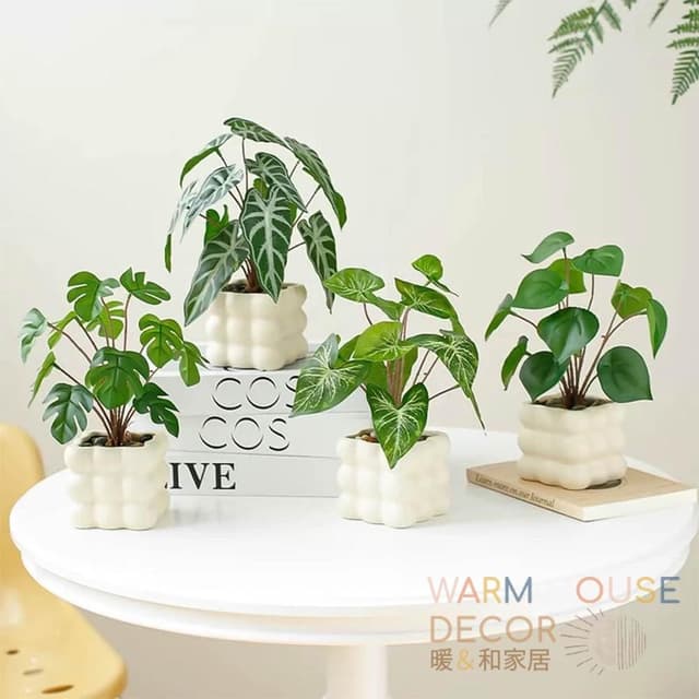 【Warm House Decor 暖和家居】北歐仿真龜背葉 (仿真植物 龜背竽 綠化植物 盆栽裝飾)