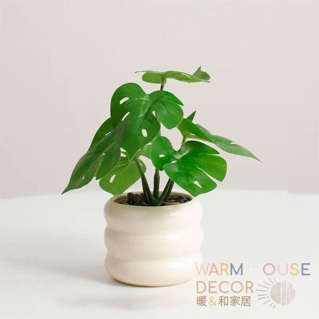 【Warm House Decor 暖和家居】北歐仿真龜背葉 (仿真植物 龜背竽 綠化植物 盆栽裝飾)