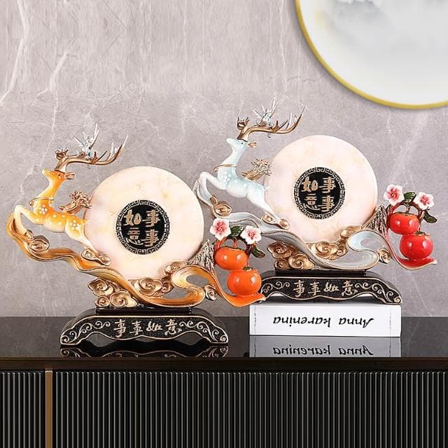 🚀台灣出貨&嚴選品質✨ 高檔中式如意樹脂擺件客廳玄關酒櫃工藝飾品送朋友搬新家禮物