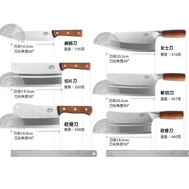 STAR·U星優品牌店 廚房刀具 切片刀 切菜刀 切肉到 砍斬骨頭刀 菜刀 砍切兩用 廚師刀 刀具套裝（持久鋒利/省時省力一體成型）