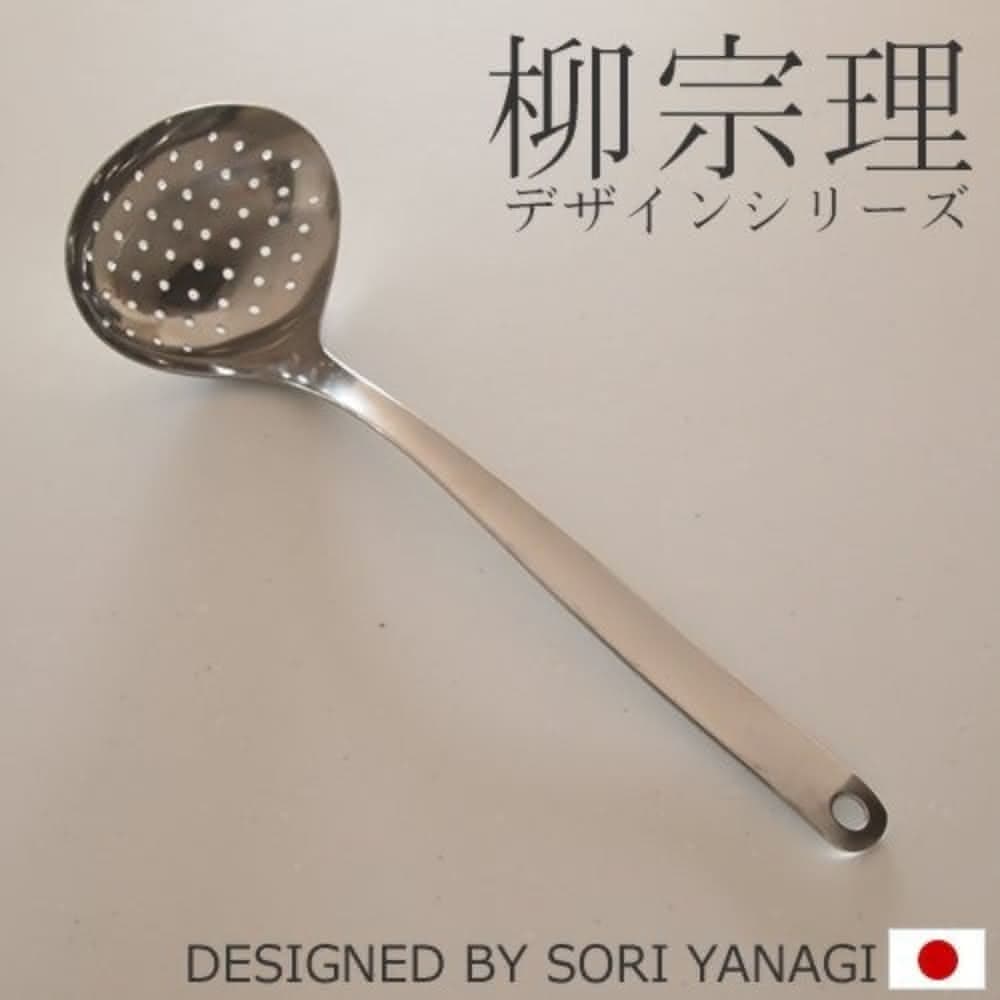 【柳宗理】日本高質感不鏽鋼濾湯勺有孔L號29.8cm(交換禮物 聖誕禮物 濾勺 漏勺)