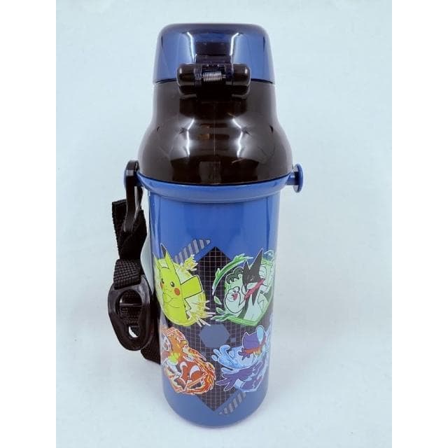 【Skater】附揹帶 日本2025黑色寶可夢皮卡丘抗菌兒童直飲式水壺 480ml (交換禮物 聖誕禮物 PSB5SANAG)