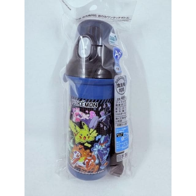 【Skater】附揹帶 日本2025黑色寶可夢皮卡丘抗菌兒童直飲式水壺 480ml (交換禮物 聖誕禮物 PSB5SANAG)