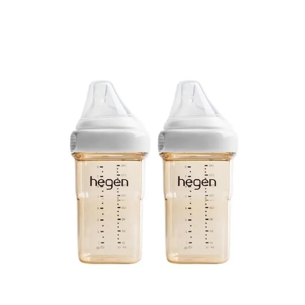 【hegen】金色奇蹟PPSU多功能方圓型寬口奶瓶 240ml 雙瓶組-象牙白(不含塑化劑/不含雙酚A/不含甲醛)
