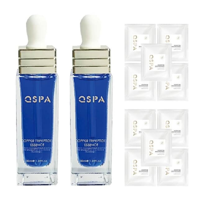 QSPA 藍銅胜肽精華液 六胜肽保濕面膜 寵愛女神組 蘊含藍銅胜肽臻萃 深入肌底潤澤水亮柔嫩 溫和肌膚保養品