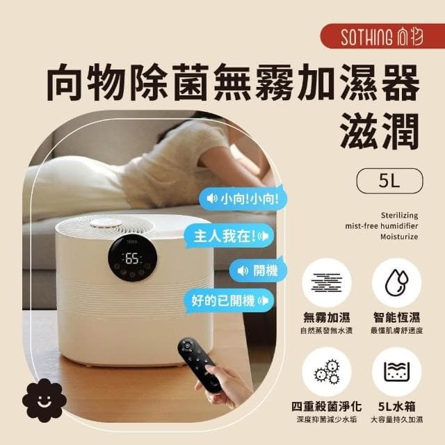 【SOTHING 向物】除菌無霧加濕器 滋潤 5L(無霧加濕 智能恆濕 空氣淨化 香薰 香氛)