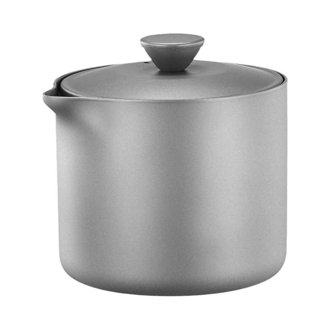 【TEMPEST】雙層純鈦泡茶器 180ML ( 雙層鈦隔熱 一壺三杯套裝純鈦茶具 泡茶器 精細濾網雙層茶杯 戶外茶具套裝 鈦茶杯 鈦茶壺 )