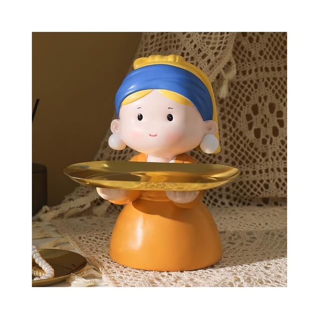 進門玄關鑰匙收納擺件戴珍珠耳環少女創意客廳酒櫃裝飾品喬遷禮物