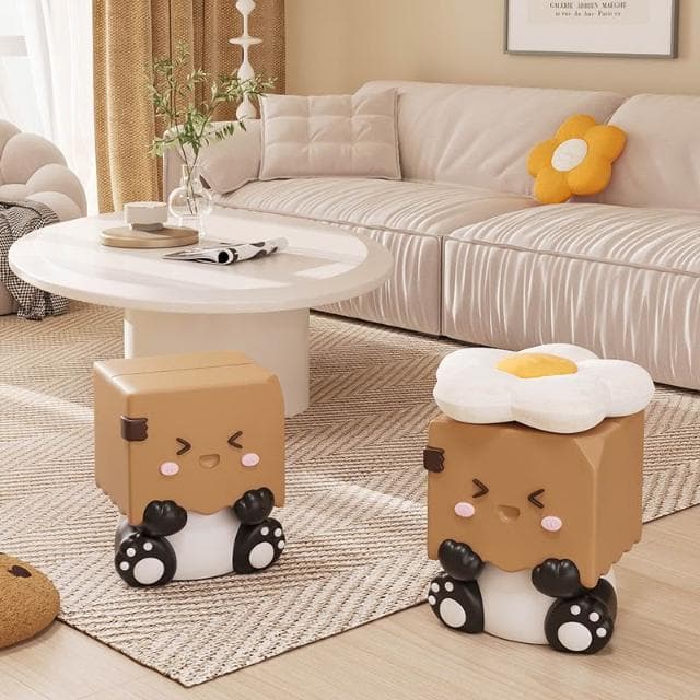 熊貓入戶創意換鞋凳可愛兒童凳客廳墩子家用大號落地擺件喬遷禮物