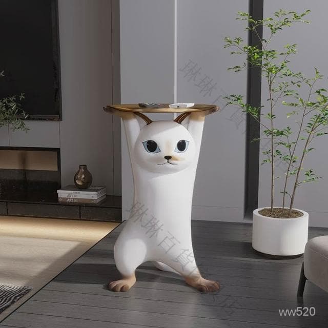 🎁限時低價🎁免運 沙鵰妖嬈貓電視櫃旁邊客廳大型落地托盤大號裝飾擺件新傢喬遷禮物