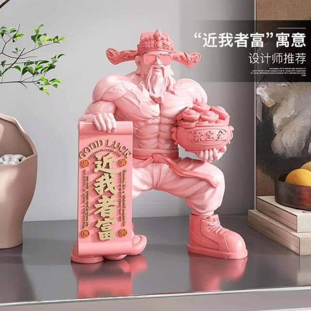 肌肉財神爺喜慶擺件 創意財神爺擺件 店鋪前台吧檯聚財裝飾品 客廳家用辦公室擺件 桌面裝飾 禮物 居家裝飾 交換禮物 風水擺件 聚寶盆