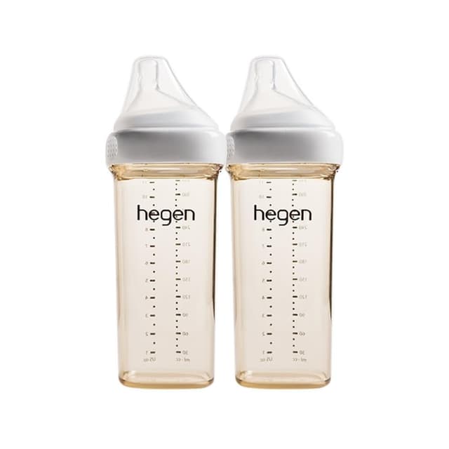 【hegen】金色奇蹟PPSU多功能方圓型寬口奶瓶 330ml 雙瓶組-象牙白