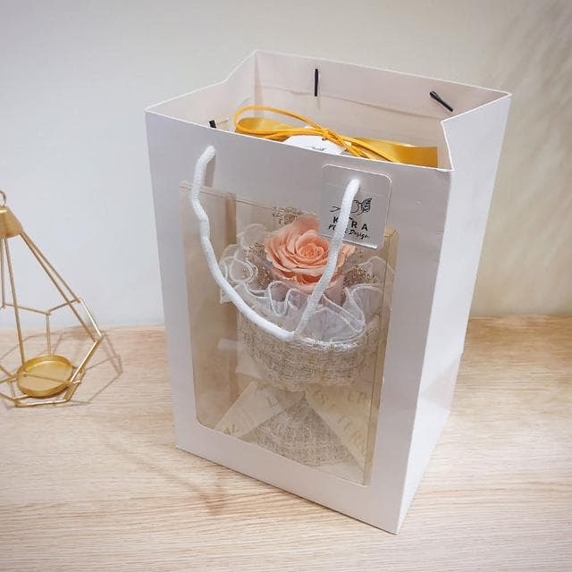 KIRA與花花藝小香風玫瑰永生花花束/小款/心有暖陽/橘(生日花束 情人節花束 畢業花束 禮物 母親節花束)