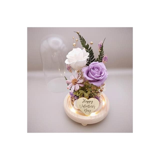 KIRA與花花藝 莫奈的紫 · 永生花LED玻璃罩夜燈/生日禮物/情人節禮物/送禮/永生花/開幕/母親節幕 喬遷)