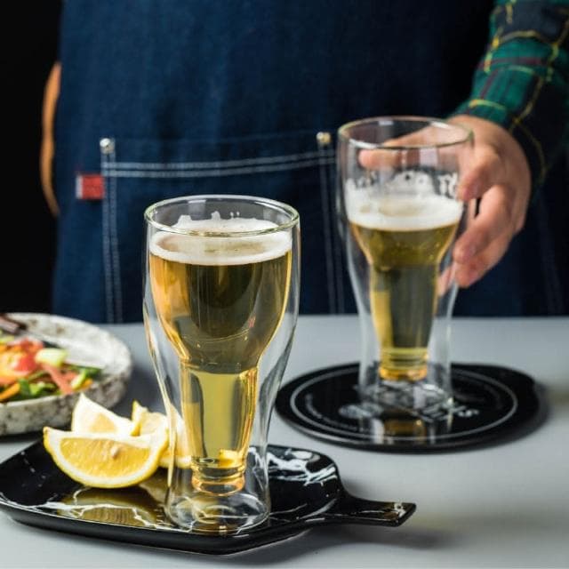 雙層啤酒杯酒瓶反轉造型 生日禮物 交換禮物 創意翻轉啤酒杯 啤酒杯 酒杯 歡慶 同樂  趣味