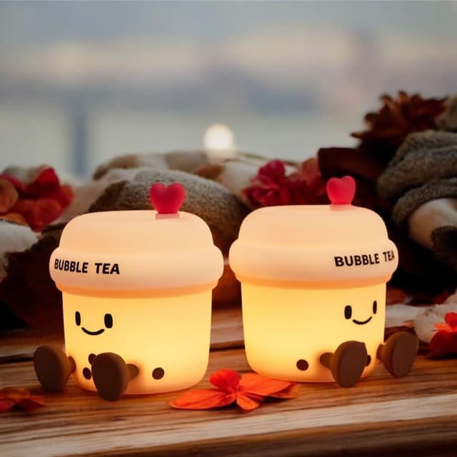 珍珠奶茶拍拍燈 珍奶小夜燈 小夜燈 夜燈 床頭燈 造型夜燈 三段燈光 定時關燈 生日禮物 交換禮物 聖誕節