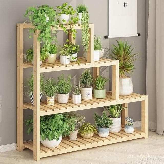 精選 🆕階梯實木花架 一體陽臺花架 落地式多層花架 多肉植物花盆架子 盆栽架