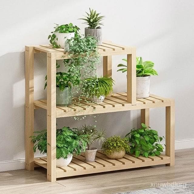精選 🆕階梯實木花架 一體陽臺花架 落地式多層花架 多肉植物花盆架子 盆栽架