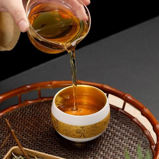 鎏金 主人 杯 茶杯 陶瓷 茶盞 純金 羊脂 玉瓷 白瓷 品茗 杯 功夫 茶杯 茶碗 建盞 純金茶杯 玉瓷茶盞