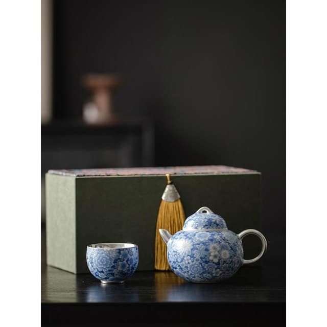 999 中式仿古青花陶瓷 萬花泡茶壺功夫茶具 一壺一杯泡茶器