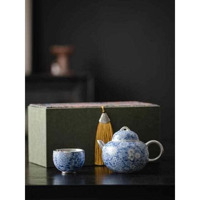 999 中式仿古青花陶瓷 萬花泡茶壺功夫茶具 一壺一杯泡茶器