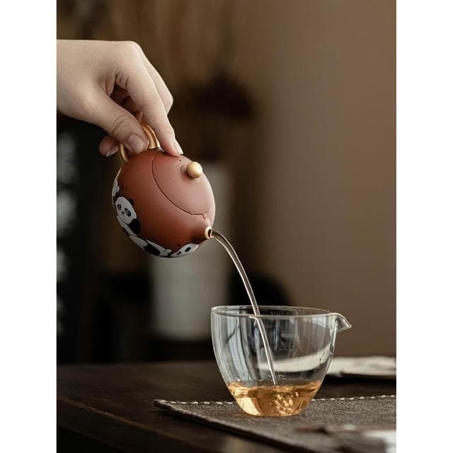 陶瓷大熊貓紫砂壺 大紅袍家用功夫茶泡茶壺 單壺 送朋友長輩領導禮盒