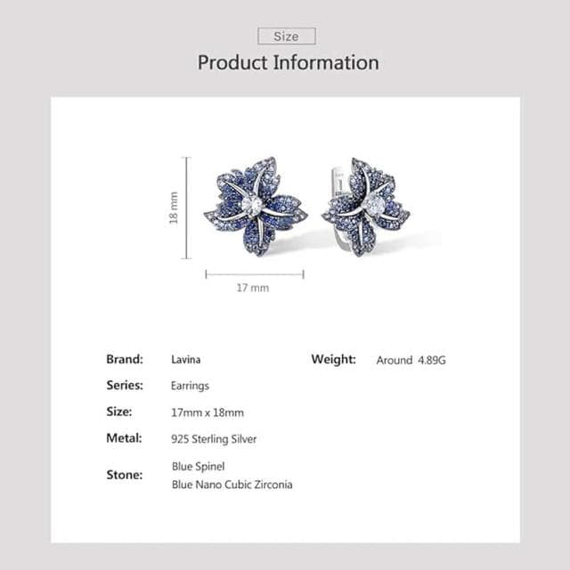 【Lavina 菈薇娜】LAVINA花之華彩系列-925銀花花世界藍色漸變花瓣造型耳環