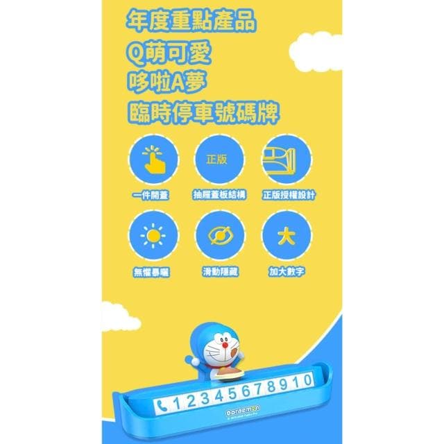 【Doraemon 哆啦A夢】哆啦a夢 臨時停車牌 電話號碼牌 停車牌 卡通 可隱藏 臨時停車 號碼牌 挪車 移車 送禮 生日禮物 交換禮物 聖誕禮物