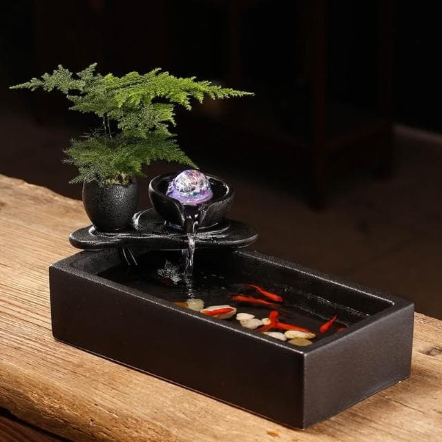 創意流水生財迴圈水招財辦公室桌面裝飾品茶几噴泉小擺件開業禮物