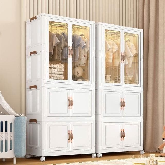 爆款💛免安裝 超大麵寬 寶寶衣櫃 兒童衣服收納櫃 塑料傢用嬰兒儲物櫃多層 簡易小衣櫥 折疊收納箱