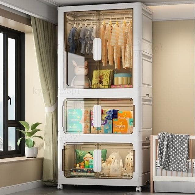 超大80cm免安裝折疊寶寶衣服收納櫃嬰兒童衣櫥塑料家用零食儲物櫃