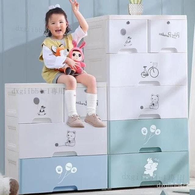 加大加厚抽屜式收納櫃兒童塑料衣櫥寶寶玩具儲物箱卡通嬰兒五鬥櫃