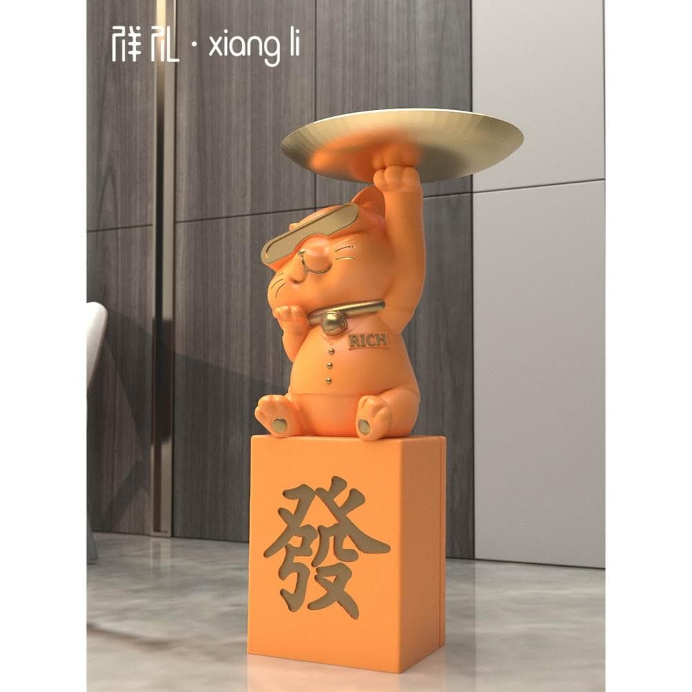 大型落地招財貓客廳家居裝飾品創意擺件搬家開業禮物喬遷新居禮品