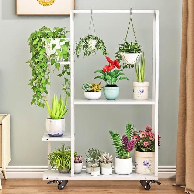 免運｜花架置物架陽台鐵藝多層室內移動帶輪花盆架客廳落地式多肉花架子花架盆栽架 多肉植物架 陽台花架 陽台落地式花盆架