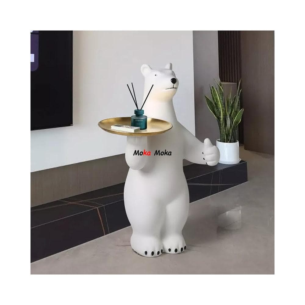 裝飾 置物架 收納架 擺件 白熊 創意北極熊大型落地擺件客廳托盤家居軟裝飾喬遷新居禮品