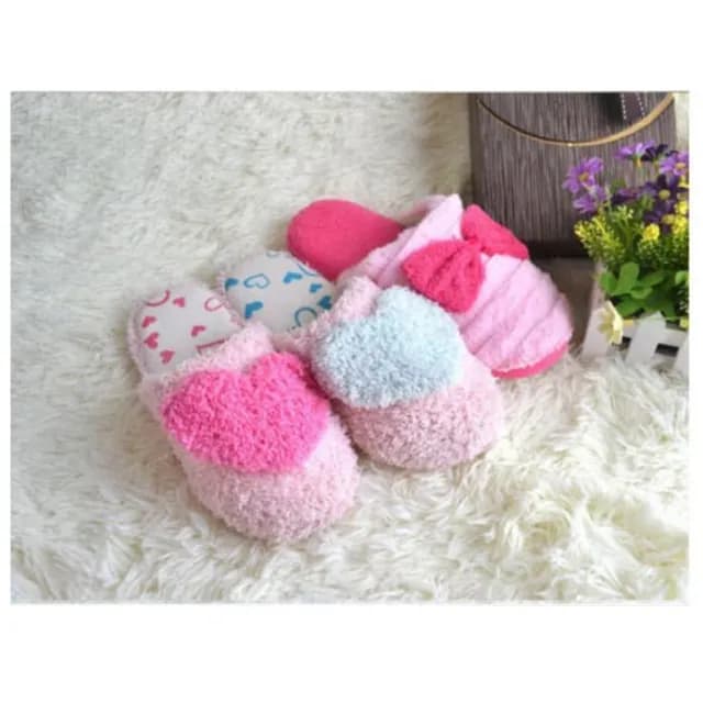 愛心 蝴蝶結 情人節 情侶拖鞋 軟毛室內 居家拖鞋 情人禮 聖誕禮物 創意 交換禮物 情侶