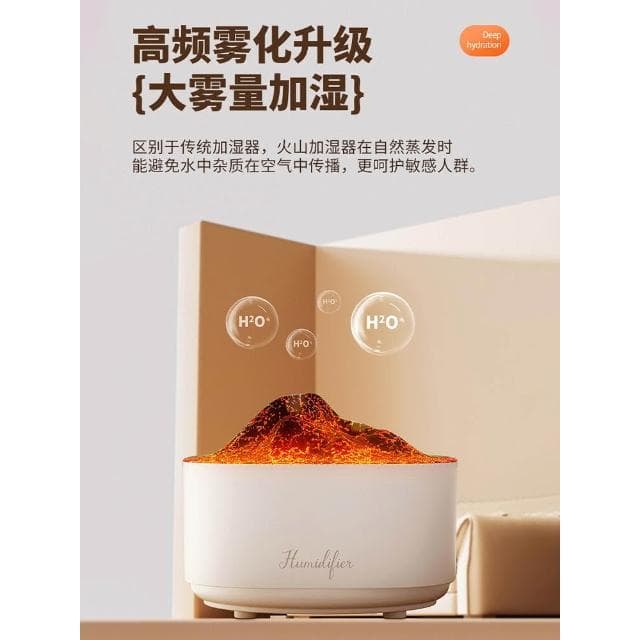 仿真火山加濕器2024新款雙噴大霧量臥室家用靜音小型車載香薰機便攜空氣淨化器usb宿舍氛圍燈空調房補水保濕