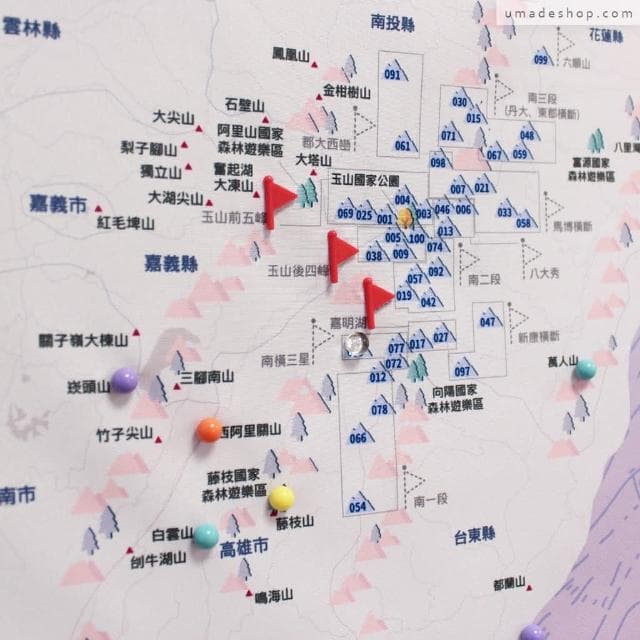 【Umade】台灣百岳地圖掛布 石英粉色/台灣黑熊 S/M 附插旗地標+磁鐵地標扣 小百岳 國家公園 房間佈置 情侶禮物 登山健行