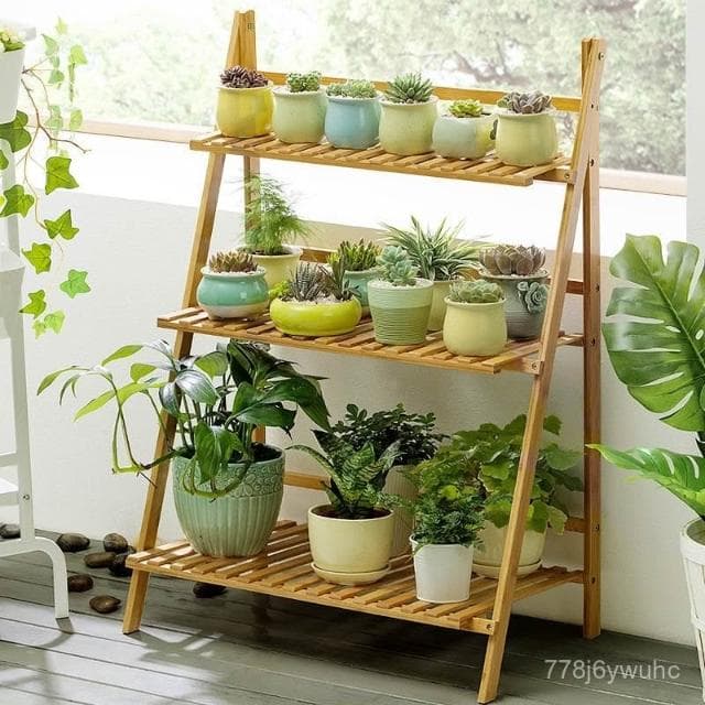 花架子客廳落地式置物架陽臺裝飾布置多肉花盆植物擺放架實木多層  聚寶盆架 盆栽架 展示邊桌 多肉花架 實木花架 復古花架